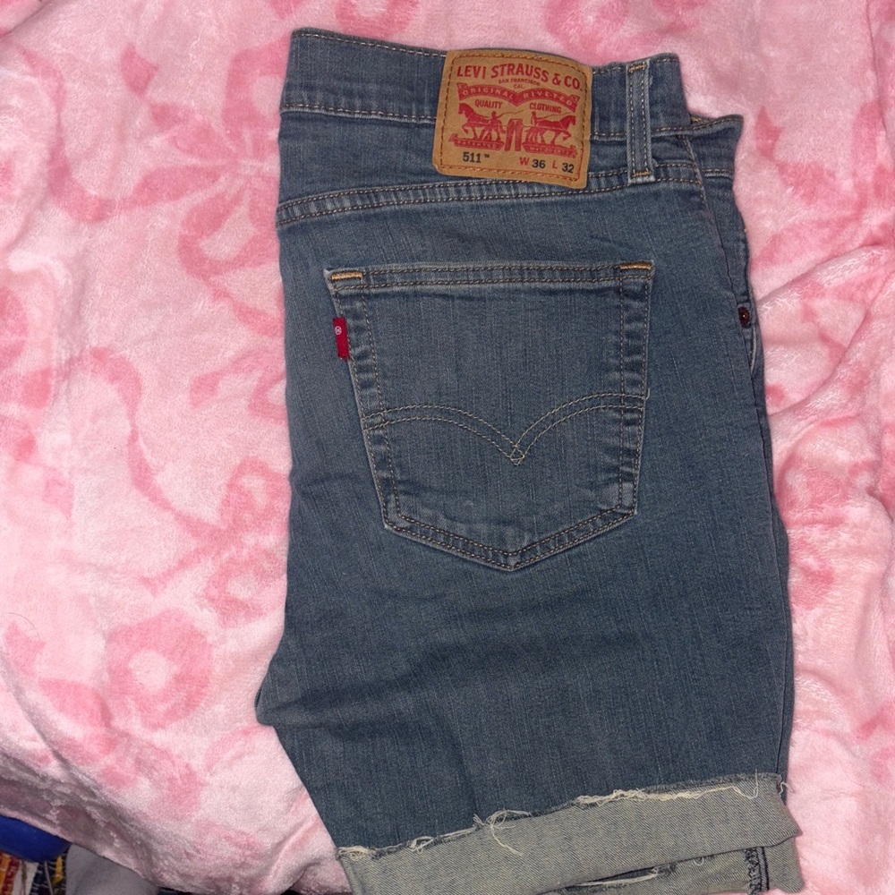 Levi's Blue Denim Cutoff Shorts - Picture 2 of 2